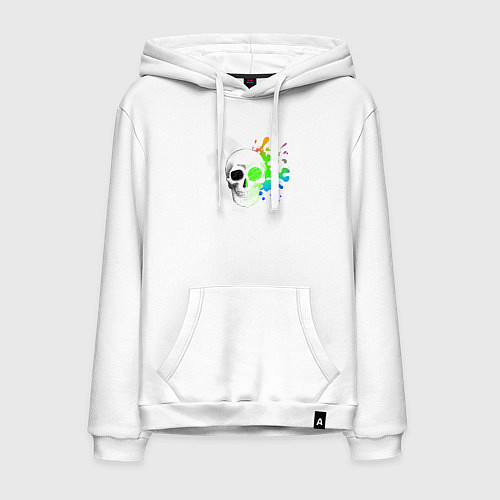 Мужская толстовка-худи Не стань серой массой - череп / Белый – фото 1
