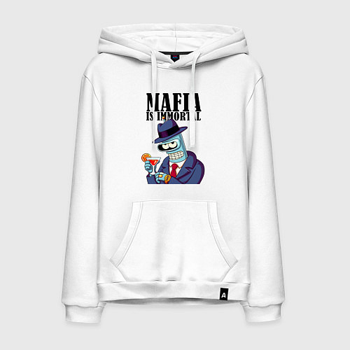 Мужская толстовка-худи Мафиози Бендер - мафия бессмертна мем / Белый – фото 1