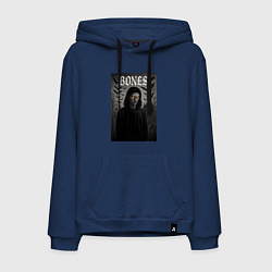 Толстовка-худи хлопковая мужская Bones с желтыми горящими глазами, цвет: тёмно-синий