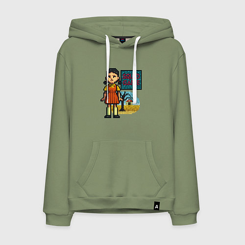Мужская толстовка-худи Пиксельная кукла - Игра в кальмара / Авокадо – фото 1