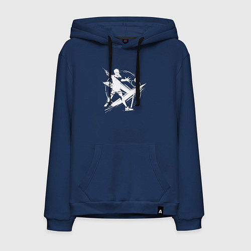 Мужская толстовка-худи Динамичная игра в настольный теннис / Тёмно-синий – фото 1