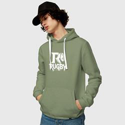 Толстовка-худи хлопковая мужская Регбийный мяч в стиле гранж, цвет: авокадо — фото 2