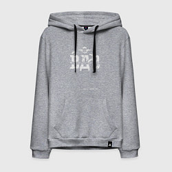 Толстовка-худи хлопковая мужская ВДВ на фоне парашюта и автомата, цвет: меланж