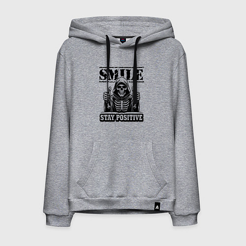 Мужская толстовка-худи Улыбайся и будь позитивен - сарказм от смерти / Меланж – фото 1