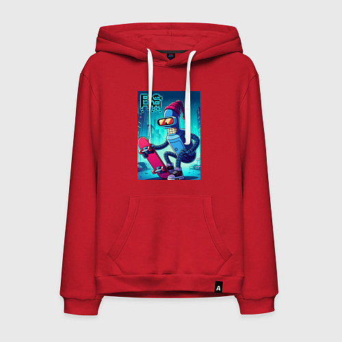 Мужская толстовка-худи Bender skateboarding - ai art fantasy / Красный – фото 1