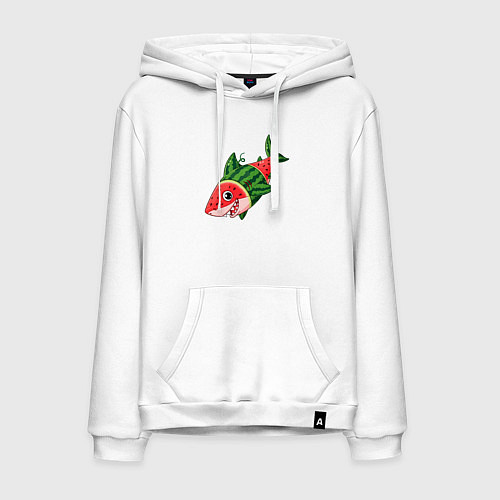 Мужская толстовка-худи Арбузная акула / Белый – фото 1