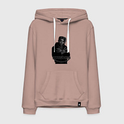 Толстовка-худи хлопковая мужская XXXTentacion в черно-белом стиле, цвет: пыльно-розовый