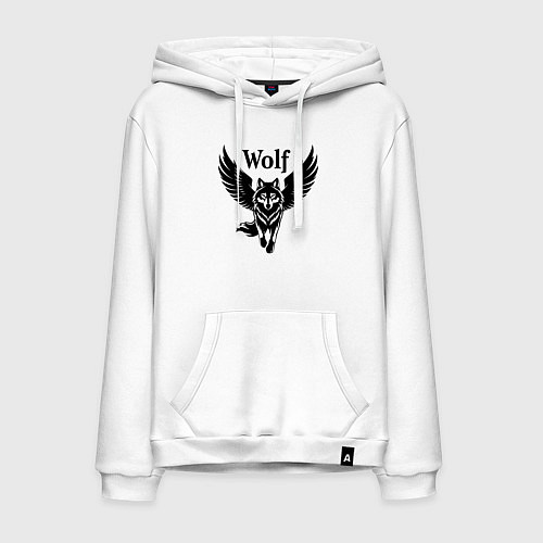 Мужская толстовка-худи Волк с крыльями / Белый – фото 1