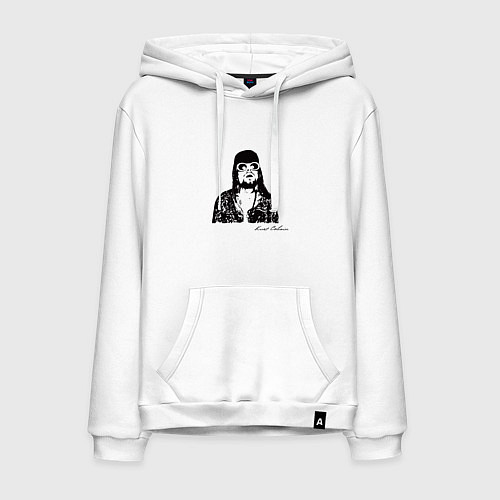 Мужская толстовка-худи Арт Курт Кобейн / Белый – фото 1