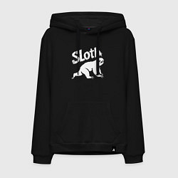 Толстовка-худи хлопковая мужская Граффити ленивец, цвет: черный