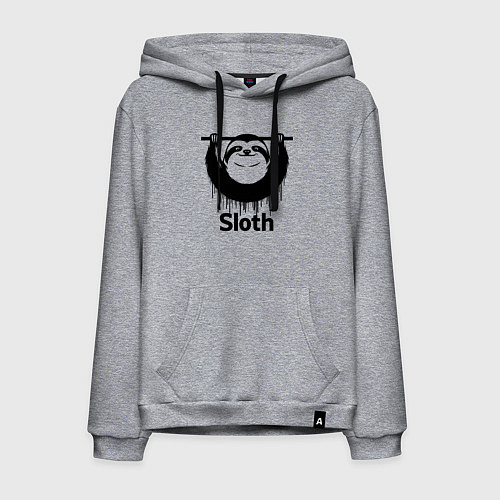 Мужская толстовка-худи Ленивец на турнике / Меланж – фото 1