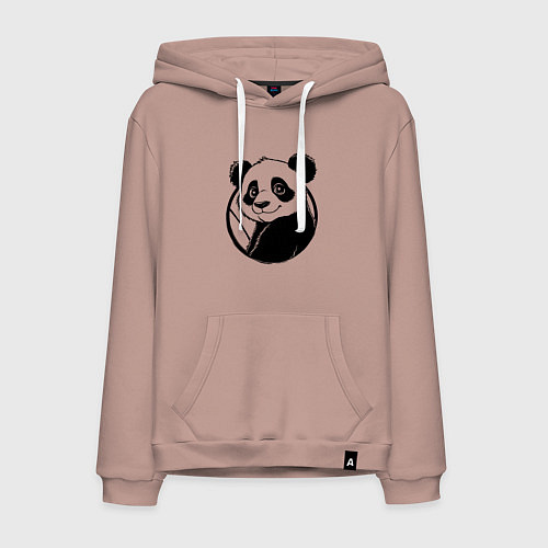 Мужская толстовка-худи Панда в круге / Пыльно-розовый – фото 1