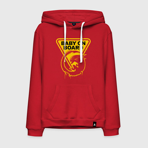 Мужская толстовка-худи Чужой на борту - предупреждающий знак / Красный – фото 1