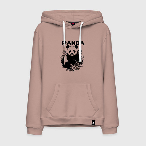 Мужская толстовка-худи Панда с цветами / Пыльно-розовый – фото 1