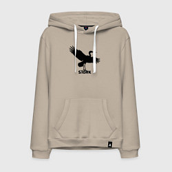 Толстовка-худи хлопковая мужская Аист граффити, цвет: миндальный