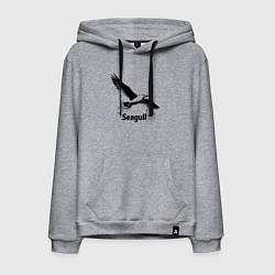 Толстовка-худи хлопковая мужская Чайка черной краской, цвет: меланж