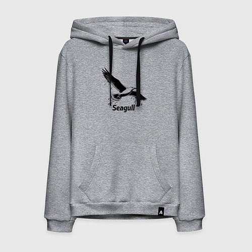 Мужская толстовка-худи Чайка черной краской / Меланж – фото 1
