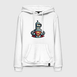 Толстовка-худи хлопковая мужская Super Bender meme, цвет: белый