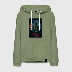 Толстовка-худи хлопковая мужская Вещь - Уэнсдей, цвет: авокадо