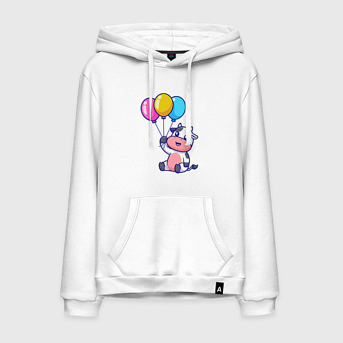 Мужская толстовка-худи Коровка с шариками / Белый – фото 1