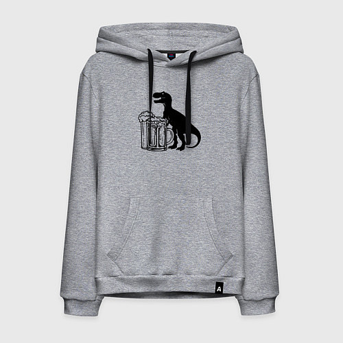 Мужская толстовка-худи Пивозавр с двумя кружками / Меланж – фото 1