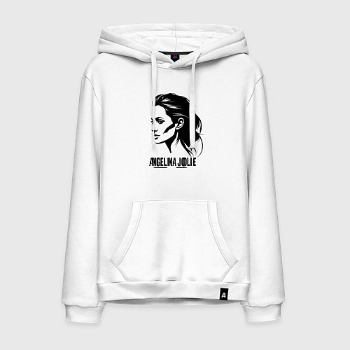 Мужская толстовка-худи Анджелина Джоли в профиль / Белый – фото 1
