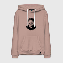 Толстовка-худи хлопковая мужская Арнольд Шварценеггер в стиле стрит-арт, цвет: пыльно-розовый