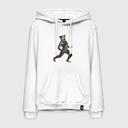 Толстовка-худи хлопковая мужская Оборотень воет, цвет: белый