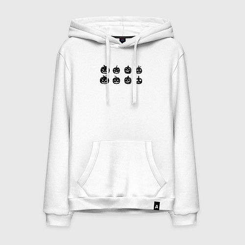 Мужская толстовка-худи Черные тыквы на Хэллоуин / Белый – фото 1
