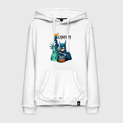 Толстовка-худи хлопковая мужская Batman and statue of Liberty - ai art fantasy, цвет: белый