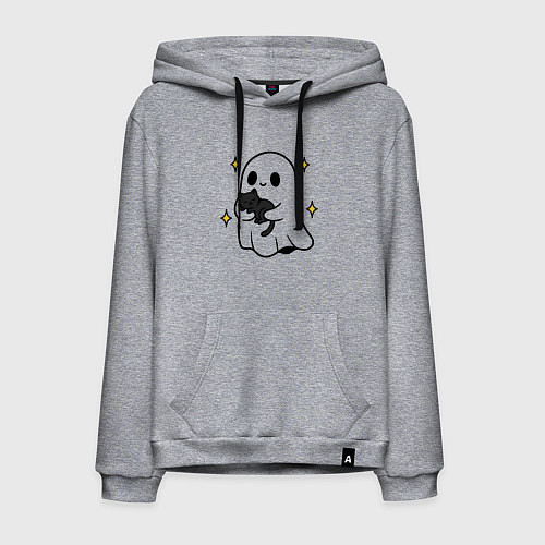 Мужская толстовка-худи Призрак с котиком / Меланж – фото 1