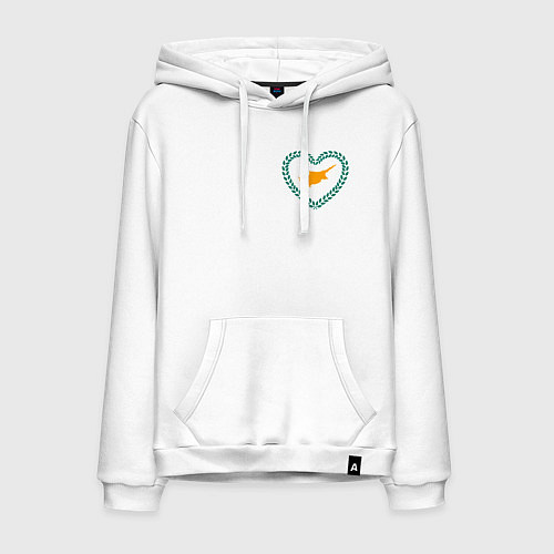 Мужская толстовка-худи Кипр в сердечке / Белый – фото 1