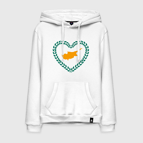 Мужская толстовка-худи Кипр в сердце / Белый – фото 1