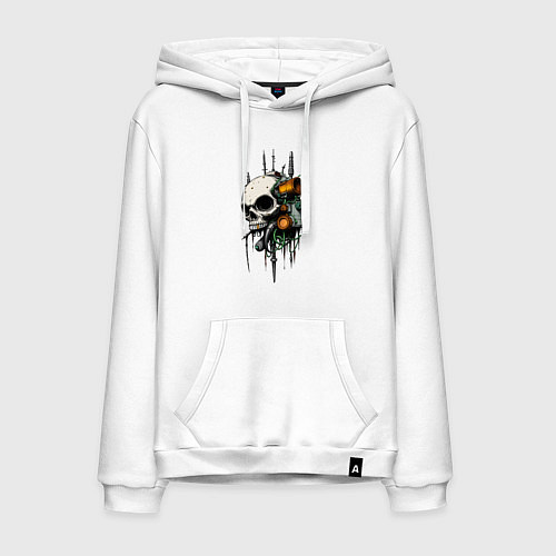 Мужская толстовка-худи Биокибернетический череп / Белый – фото 1