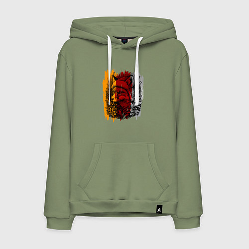 Мужская толстовка-худи Лис в зимней шапке / Авокадо – фото 1