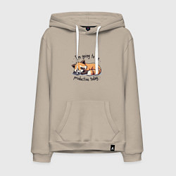 Толстовка-худи хлопковая мужская Очень ленивый нот, цвет: миндальный