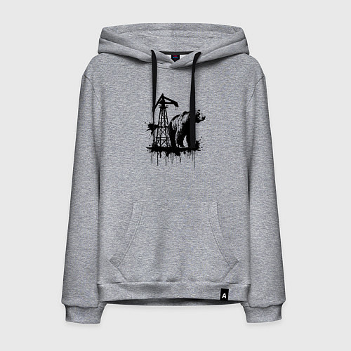 Мужская толстовка-худи Медведь и нефть / Меланж – фото 1