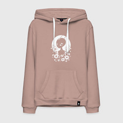 Толстовка-худи хлопковая мужская Лунный странник, цвет: пыльно-розовый