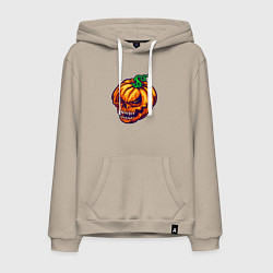 Толстовка-худи хлопковая мужская Monster pumpkin, цвет: миндальный