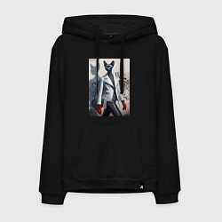 Толстовка-худи хлопковая мужская Cat girl Cornish Rex - ai art fantasy, цвет: черный