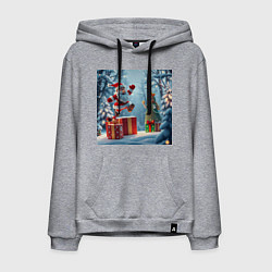 Толстовка-худи хлопковая мужская Дед Морозио и Принцесса Снегурочка: вперёд за пода, цвет: меланж