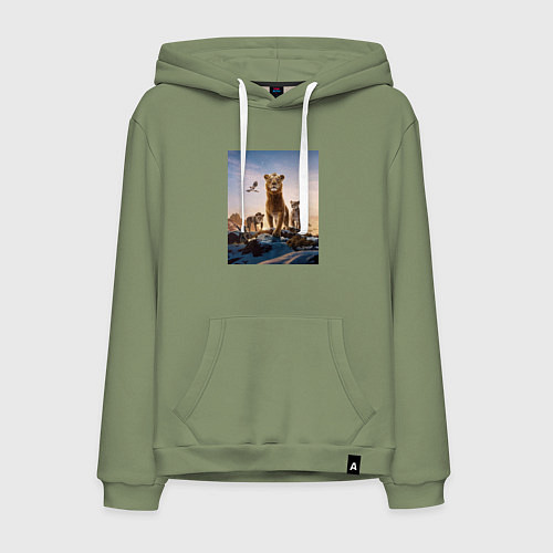 Мужская толстовка-худи Семья львов / Авокадо – фото 1