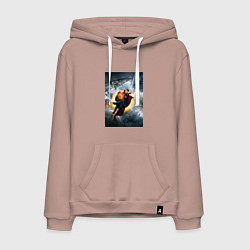 Толстовка-худи хлопковая мужская Стрэндж, цвет: пыльно-розовый