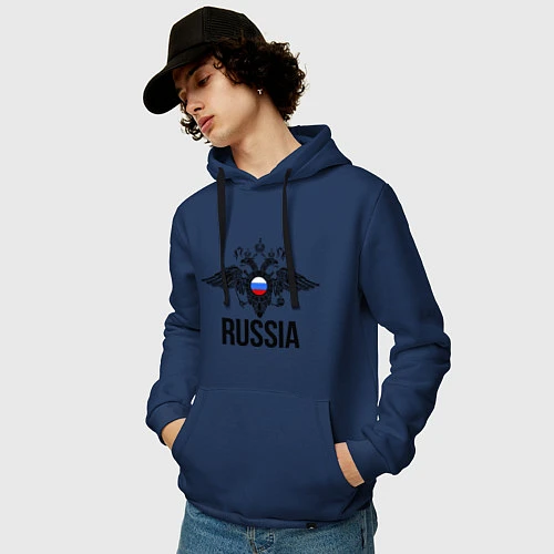 Мужская толстовка-худи Russia / Тёмно-синий – фото 3