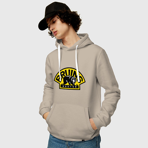 Мужская толстовка-худи HC Boston Bruins Label / Миндальный – фото 3