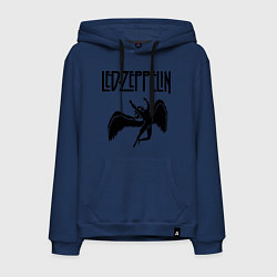 Толстовка-худи хлопковая мужская Led Zeppelin, цвет: тёмно-синий