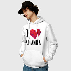 Толстовка-худи хлопковая мужская I love Rihanna, цвет: белый — фото 2