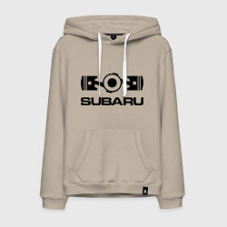 Толстовка-худи хлопковая мужская Subaru, цвет: миндальный