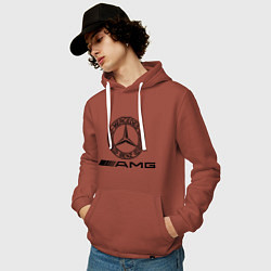 Толстовка-худи хлопковая мужская AMG, цвет: кирпичный — фото 2