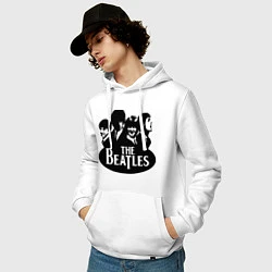 Толстовка-худи хлопковая мужская The Beatles Band, цвет: белый — фото 2